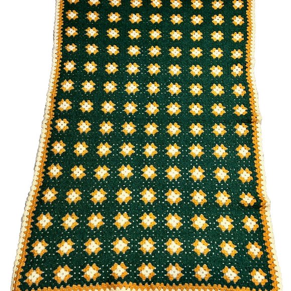 Vtg Homemade Knitted Crocheted Granny Square Throw Afghan Blanket Cottagecore - Picture 6 of 11